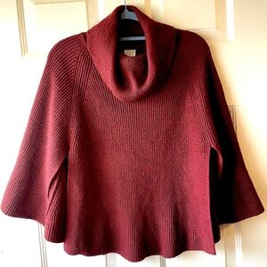 a.n.d. A New Day Brick Red Maroon Cowl Neck Chunky Knit Capelet Poncho Small Vtg